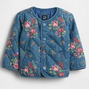 Baby Denim Floral Quilted Jacket